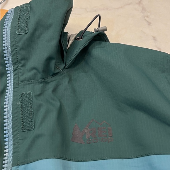 REI Peak 2.5L Rain Jacket Green Teal Hooded Waterproof Shell Size L - Picture 5 of 13